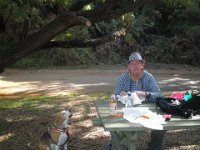 P5210604  If I howl I might get some of dad's lunch!!!