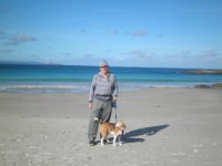 P5210614  Rauleigh and Bobby enjoy a walk at Cosy Corner Beach, Torbay