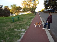 DSCF2321  Sam and Bobby walking in Smith Brothers Park.