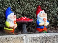 DSCF2322  Gnomes outside the Caravan Park.