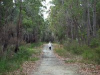 DSCF2356  Sam and Bobby on walk trails near the Bear's Den.