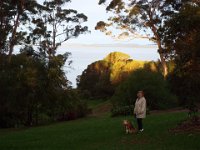 DSCF2785  Sam and Bobby with a view over Wilsons Inlet near the Waterfront Restaurant