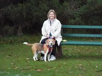 DSCF2802  Sam and Bobby take a rest near the jetty looking back to the Waterfront Restaurant.