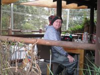 P5200556  Rauleigh relaxes at Mrs Jones Cafe, Denmark.