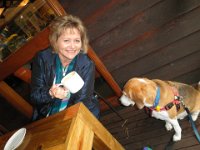 P5200563  Sam and Bobby chilling out at Mrs Jones Cafe, Denmark.