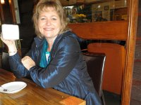 P5200565  Sam and Bobby chilling out at Mrs Jones Cafe, Denmark.