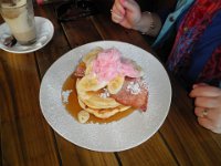 P5240707  Our last breakfast delicious pancakes at Mrs Jones Cafe, Denmark.  Just as well the holiday is almost over!