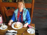 P5240709  Sam gets ready to indulge in pancakes at Mrs Jones Cafe, Denmark.