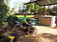 DSCF2743  Bobby and Rauleigh enjoying lunch at Wilson Park in Mt Barker.