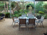 DSCF2278  The patio and gardens at Bear's Den, Denmark.