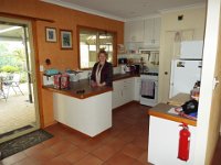 DSCF2280  Sam makes a cup of tea on arrival at the Bear's Den, Denmark.