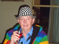 P5220663  Cheers Rauleigh, enjoying a rose on the deck at Bear's Den, Denmark.