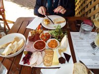DSCF2986  Sam gets ready to tuck into The Madison Vineyard Lunch Platter at the Lake House, Denmark.