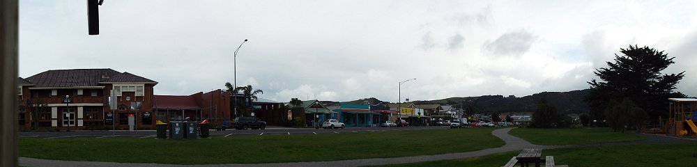 DSCF6283  Apollo Bay, Victoria, town centre from the foreshore on cold and chilly morn!