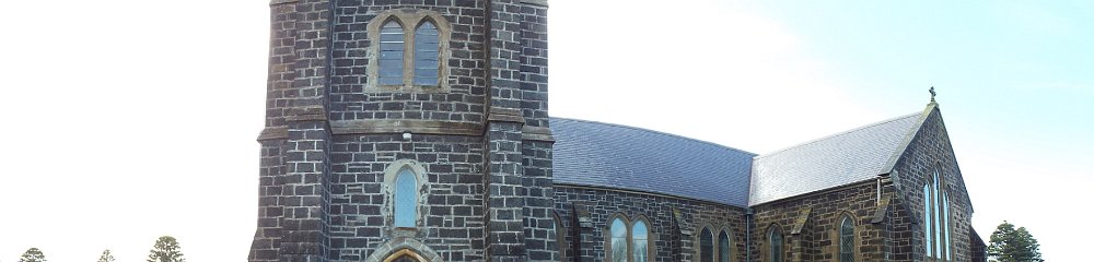 DSCF6515  Bluestone St John's Church, Port Fairy, Victoria,  built in 1854-1856, and the first in Victoria with a full chancel.