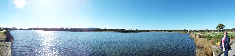 DSCF6158  Sam next to the Anglesea River, in Anglesea