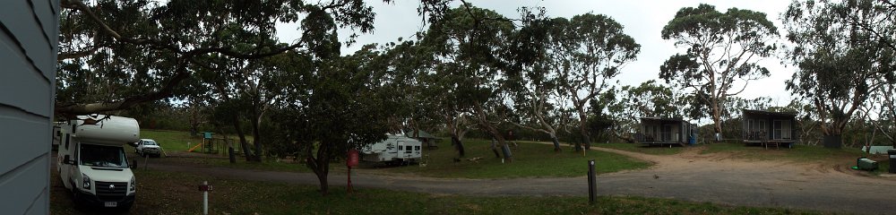 DSCF6382  Our motor home in the Bimbi Park Camping Under Koalas, Cape Otway, Victoria.