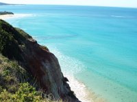 DSCF6170  View of cliff to the ocean to the southwest of the town centre of Anglesea, as seen from a lookout above the Great Ocean Road.