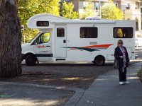 DSCF6206  Sam gets ready to ride again in our motorhome at Lorne.