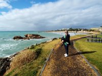 DSCF6619  Sam enjoys a walk along the Robe Foreshore in Robe, South Australia.