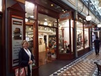 DSCF7186  Sam outside Adelaide Hatters, Adelaide Arcade, Adelaide.