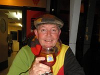 P5160232  Rauleigh enjoys a drink while out to dinner out at Daniel's Restaurant.