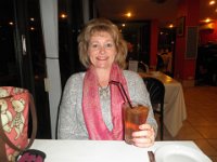 P5160234  Sam enjoys a drink while out to dinner out at Daniel's Restaurant.